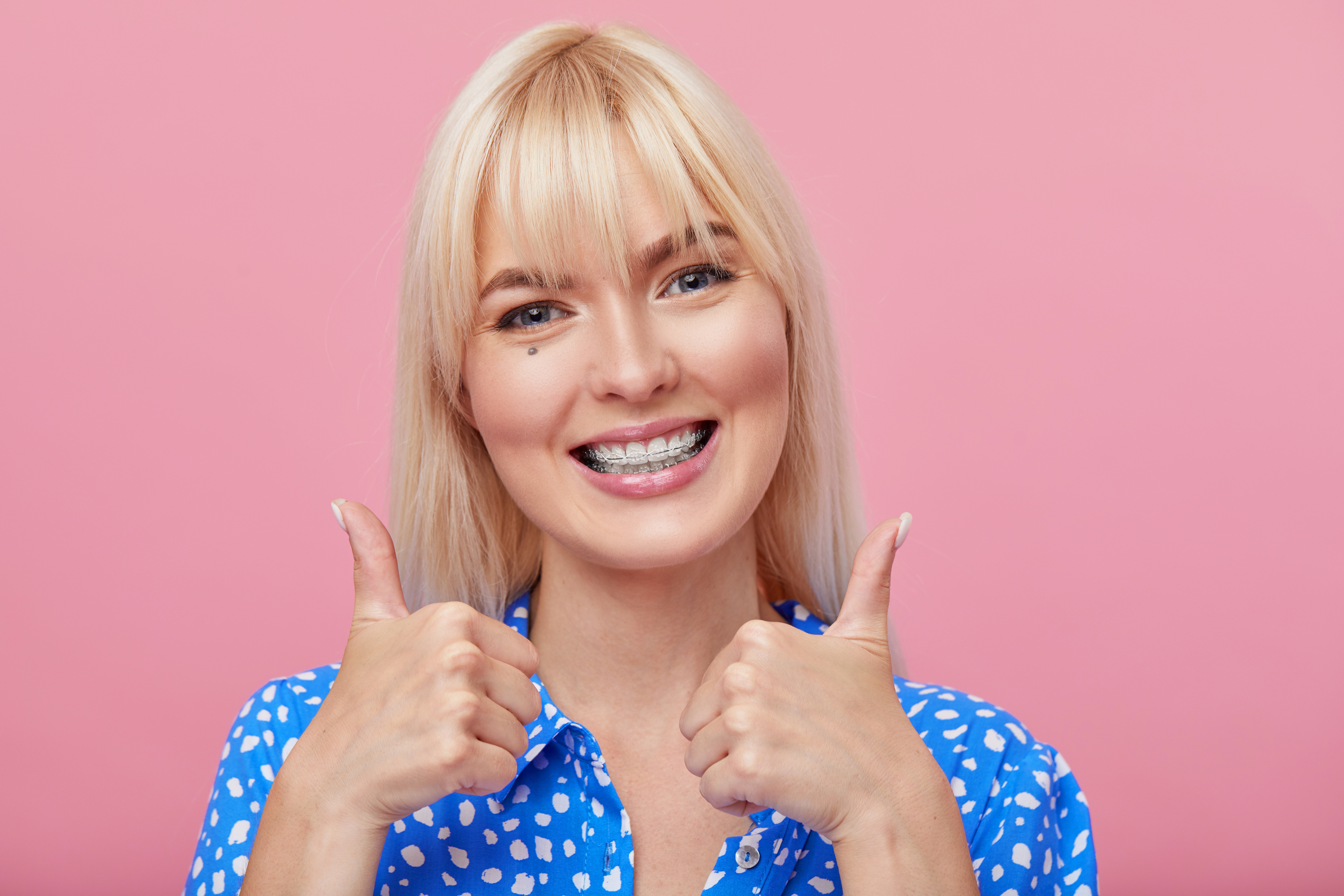 Woman with clear braces